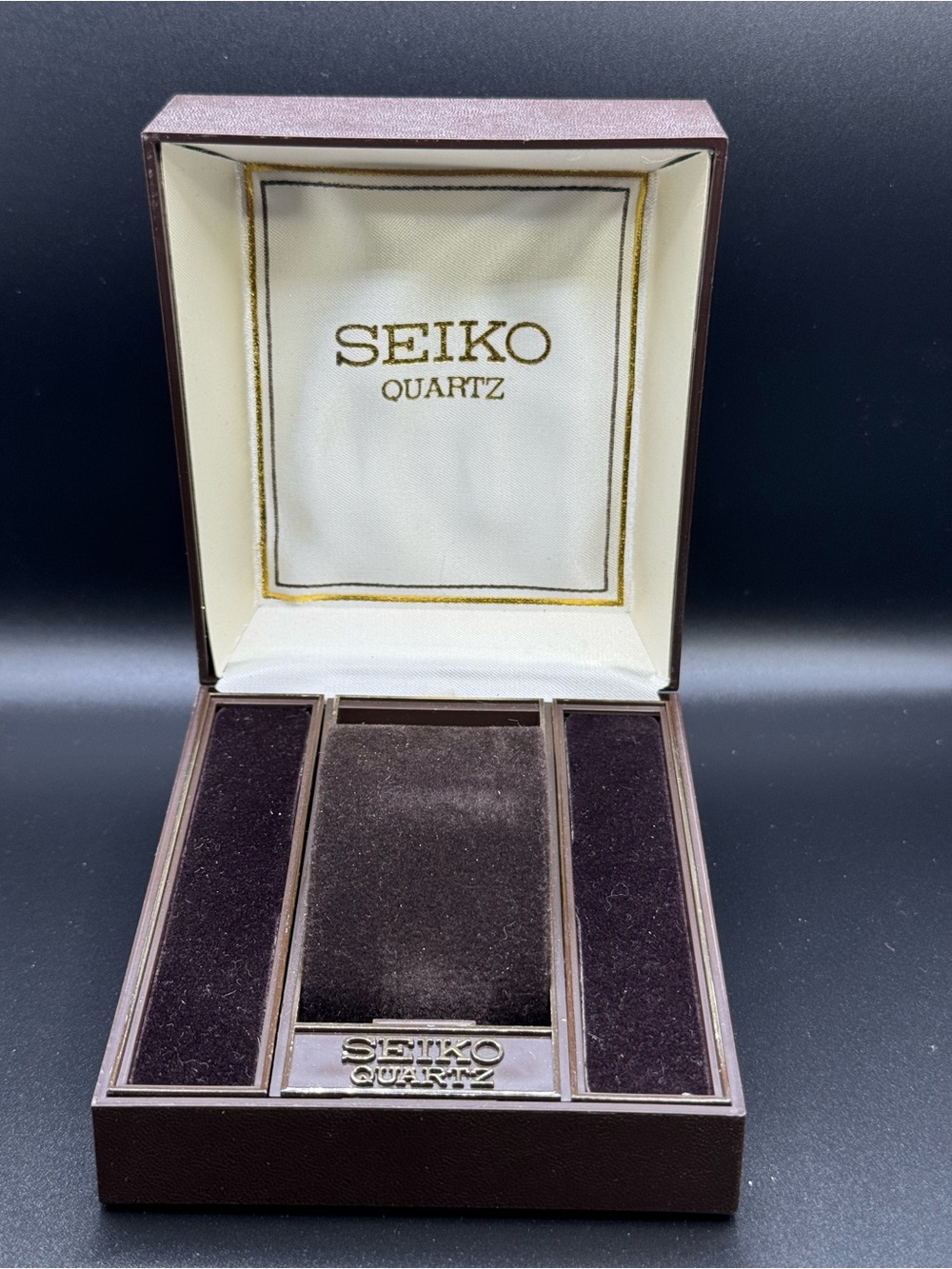 Vintage Seiko Quartz Watch Presentation Box Brown SQ Logo Case